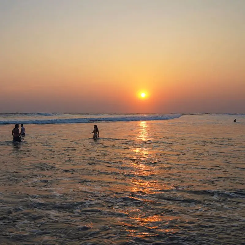 A sunset swim off the lodge